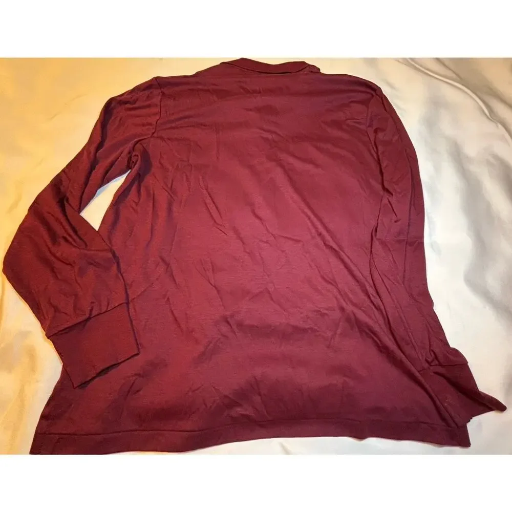 Ralph Lauren Mens Large Burgundy Pima Soft Touch Long Sleeve Polo Shirt